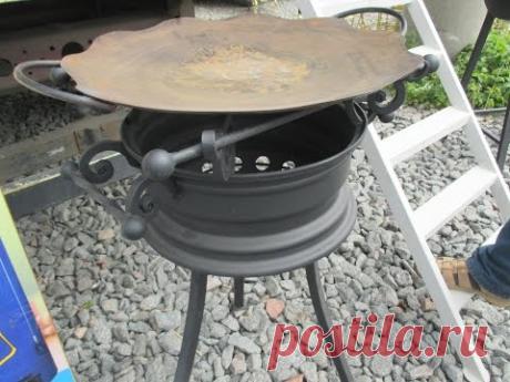 Как сделать мангал барбекю из бороны и автодиска. Крутая конструкция.