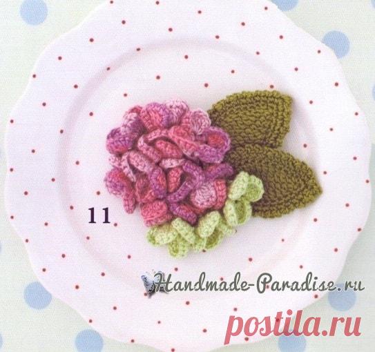 Украшения крючком с цветами гортензии