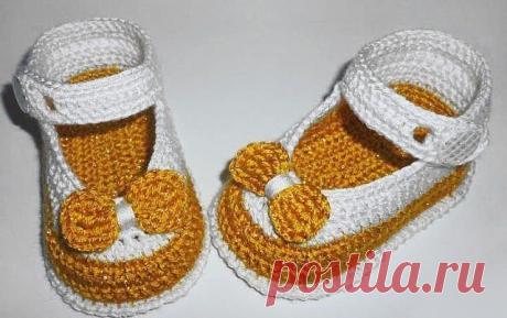 Золотисто-горчичные пинетки - фото МК