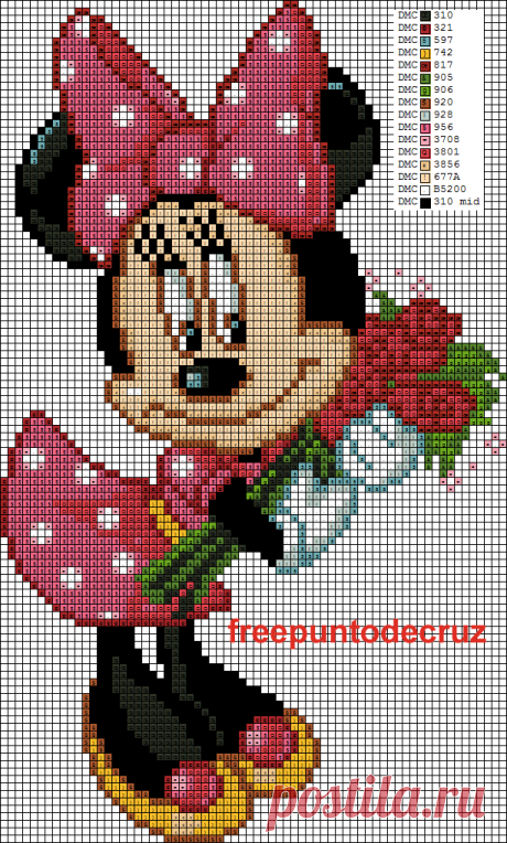 Dibujos Punto de Cruz Gratis: Minnie punto de cruz Cross Stitch