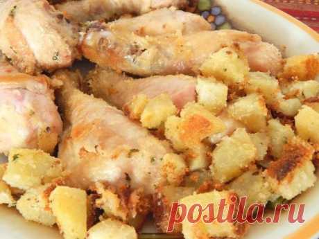Куриные голени в панировке с картофелем