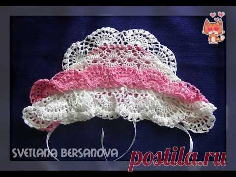 Нарядный чепчик крючком. Festive cap crocheted - Мастер класс по вязанию крючком. - Видео - вязание-это модно.