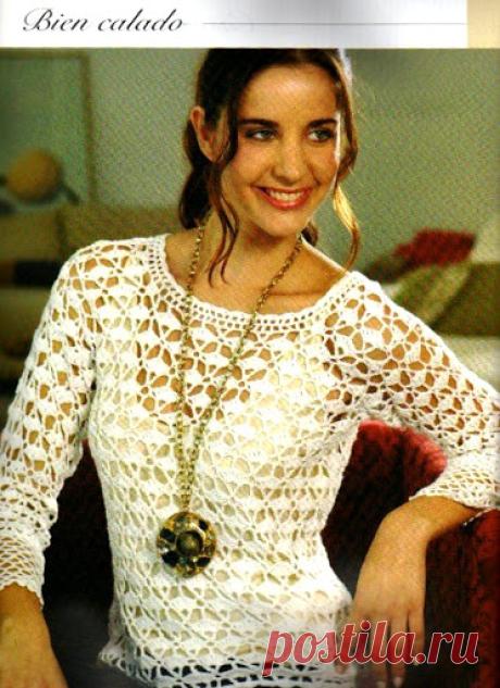 Crochetemoda: Blusa Branca de Crochet