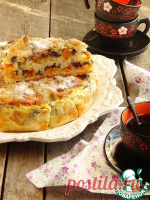 Манный пирог с персиками и маком - кулинарный рецепт