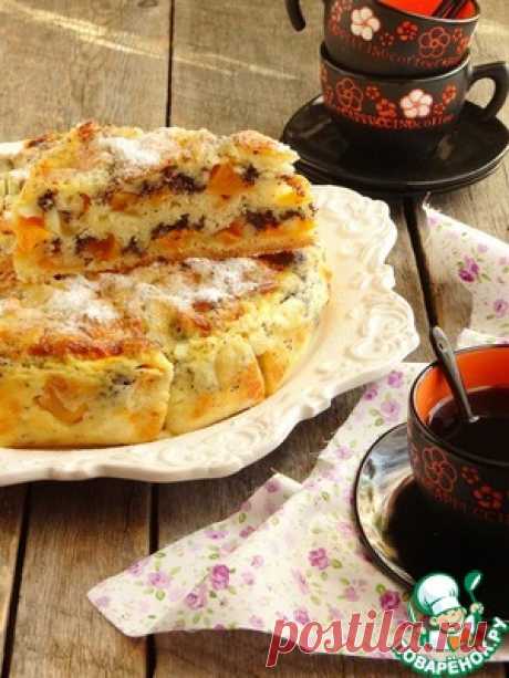 Манный пирог с персиками и маком - кулинарный рецепт