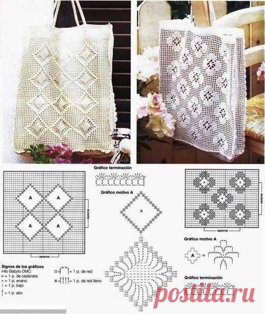 Вязаные сумки-авоськи. Крючком. Схемы. / knittingideas.ru