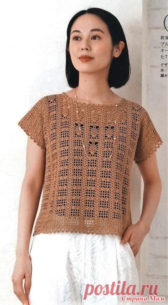 Ажурный топ с треугольной вставкой из узора ананас. - Все в ажуре... (вязание крючком) - Страна Мам