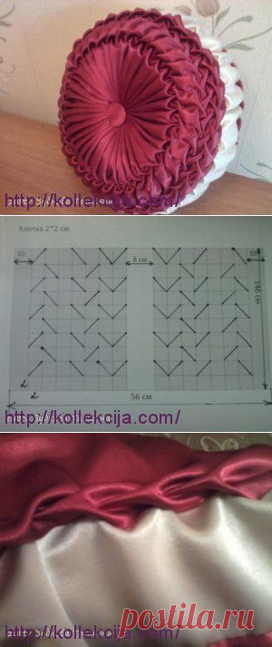 Круглая подушка в технике буфы | Своими руками