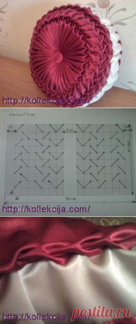 Круглая подушка в технике буфы | Своими руками