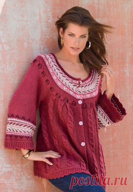 На пышную красоту, малиновый коктейль-кардиган спицам обзор по онлайну с Осинки. | pro100stil | Яндекс Дзен