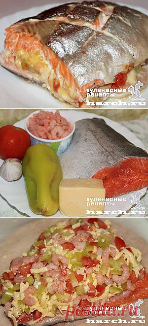 “Бандероль” из семги с креветками, сыром и овощами | Харч.ру - рецепты для любителей вкусно поесть