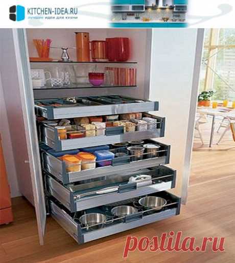 Удобные выдвижные полки для кухни