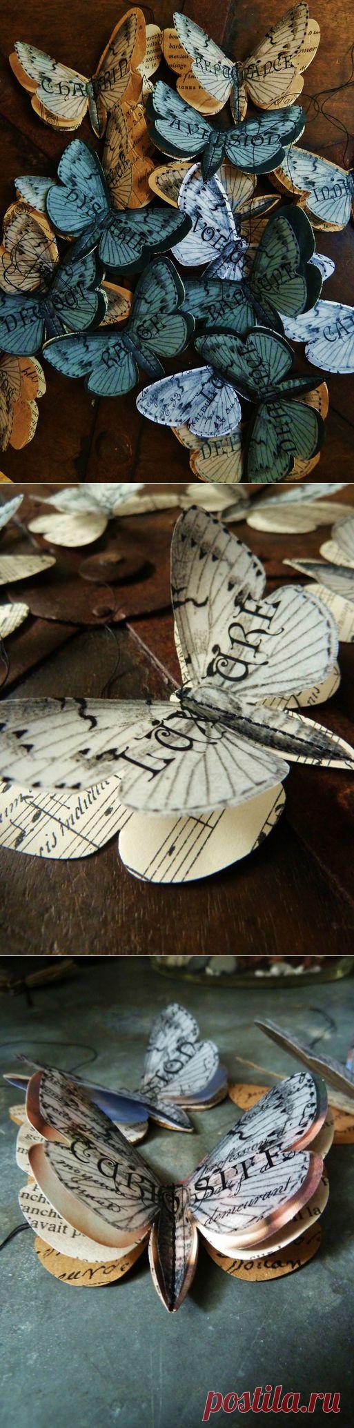 Бабочки из книжных и журнальных страниц