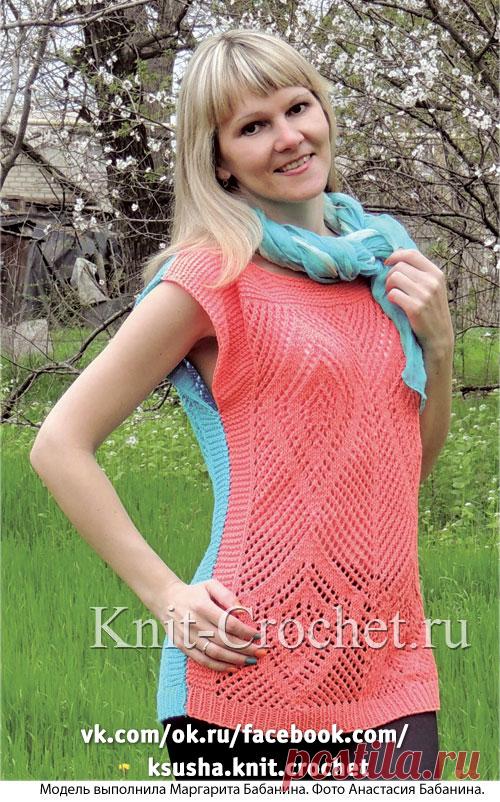 Туника двухцветная спицами.