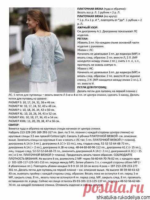 Модные вязаные вещи 2018. Джемпер Blue Spring спицами. | Шкатулка рукоделия. Сайт для рукодельниц.