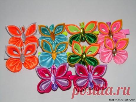 Броши, заколки из лент