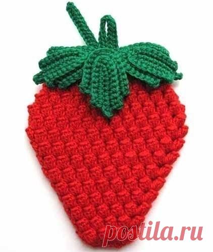 Прихватка "Клубничка", вяжем крючком