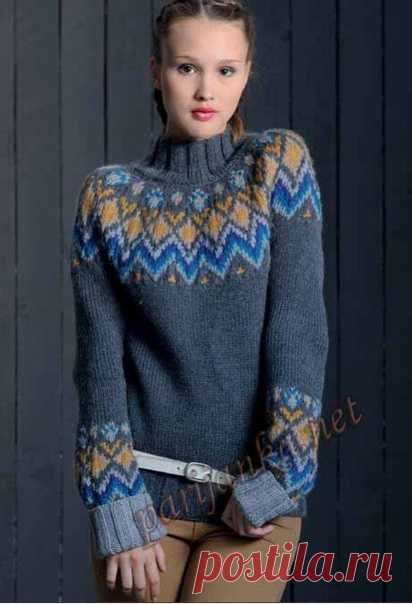 ЖЕНСКИЙ ЖАККАРДОВЫЙ СВИТЕР

Женский жаккардовый свитер (м) 16*62 (Phildar)
Размеры : 34/36 – 38/40 – 42/44 – 46/48 – 50/52
РЕКОМЕНДУЕМАЯ ПРЯЖА :
PARTNER 6 (50% полиамид, 25% акрил, 25% шерсть, 50 г / 66 м)
цвет MINERAI (темно-серый) 9 – 10 – 11 – 12 – 14 мотков,
цвет ACIER (стальной серый) 3 – 3 – 3 – 3 – 4 мотка,
цвет MERCURE (серо-голубой) 2 – 2 – 2 – 2 – 2 мотка,
цвет МIEL (медовый) 2 – 2 – 2 – 2 – 2 мотка,
цвет CAМEL (бежевый) 2 – 2 – 2 – 2 – 2 мотка,
цвет CANARD (ярко...