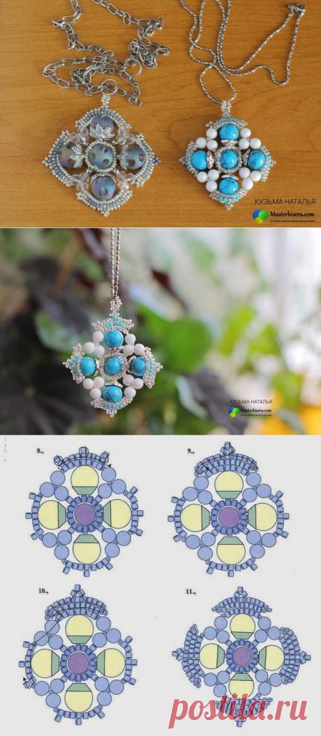 Бисероплетение для на начинающих, схемы по бисероплетению - блог Натальи Кузьмы: Видео МК Кулон &quot;Крестик&quot;