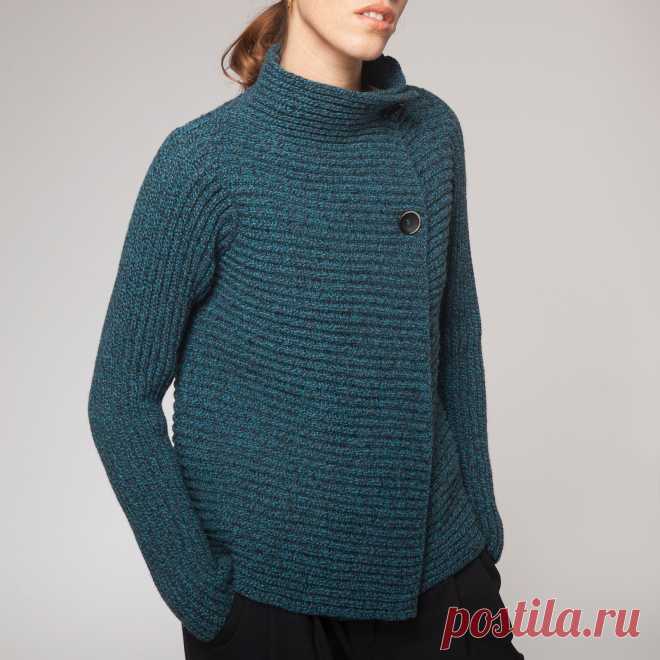 Женский шерстяной кардиган FSQ20A Turquoise от Fisherman Out of Ireland | IRISH WOOL