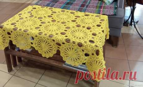 Скатерть жёлтая | Вязание крючком. Ваши работы Скатерть выполнена крючком из 100% хлопка. Схему прилагаю. Вяжу на заказ.