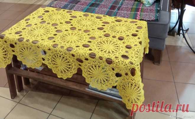 Скатерть жёлтая | Вязание крючком. Ваши работы Скатерть выполнена крючком из 100% хлопка. Схему прилагаю. Вяжу на заказ.