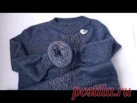 Платье спицами, реглан-погон сверху, круговое вязание, обзор платье-свитер, платье оверсайз