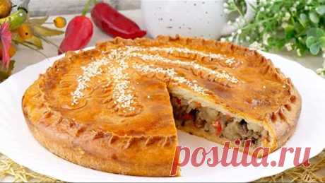🥧Бездрожжевой пирог с мясом и картошкой на сметанном тесте! Рецепт теста без дрожжей на сметане!