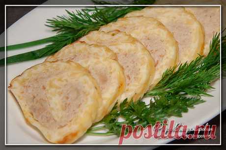Сырный рулет с куриным фаршем