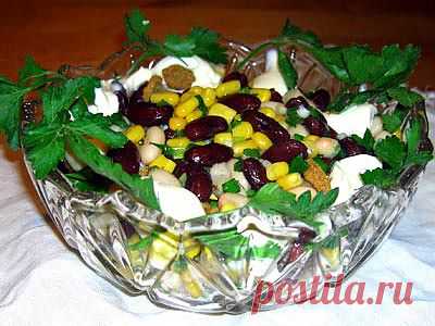 Салат с красной фасолью и сухариками - Kulinarnyj-Recept.��