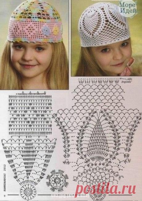Красивые шапочки для девочек.