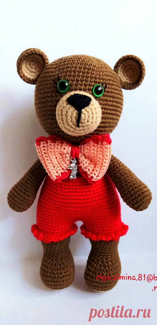 PDF Мишутка с бантиком крючком. FREE crochet pattern; Аmigurumi animal patterns. Амигуруми схемы и описания на русском. Вязаные игрушки и поделки своими руками #amimore - медведь, медвежонок, мишка.