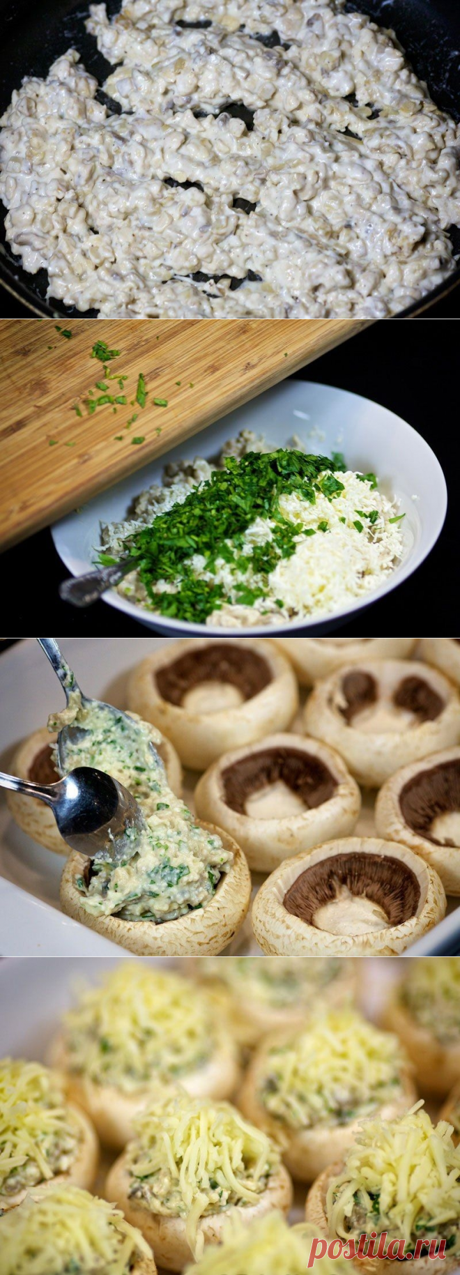 Как приготовить шампиньоны с курицей и сыром - рецепт, ингридиенты и фотографии