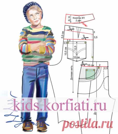 Выкройка детских джинсовых брюк

https://kids.korfiati.ru/vykrojka-detskih-dzhinsovyh-bryuk/

Джинсовые брюки давно стали культовым предметом одежды, и их с одинаковым удовольствием носят и мальчики и девочки. Классические джинсы имеют характерные детали — карманы с отрезным бочком, маленький накладной кармашек на передней половинке, задние накладные карманы с вышивкой или декоративными строчками, узкую кокетку, и конечно, контрастные декоративные строчки вдоль боковых или...