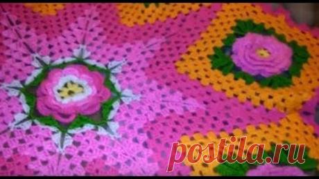 мастер Класс Детский плед "Звезда"с цветочным мотивом Вязание крючком