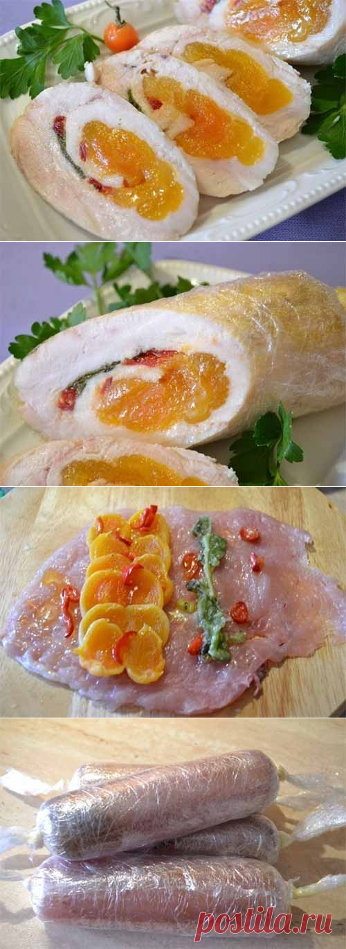 Куриные рулетики с курагой