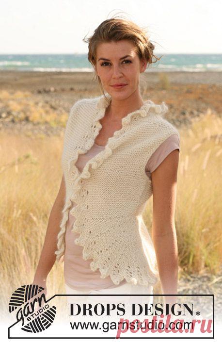 DROPS 130-3 – Жилет с кружевным узором, вязка укороченными рядами – Схемы крючком и спицами, онлайн-перевод моделей для вязания