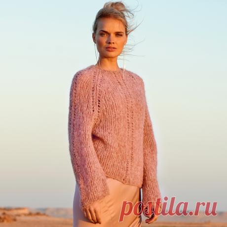 Джемпер со сквозными дорожками - схема вязания спицами с описанием на Verena.ru