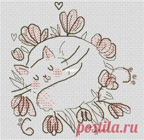 Sleeping Marshmallow Cat by Alisa Okneas-Cross stitch Communication / Download (only reply)-Cross stitch Patterns Scanned-PinDIY.com