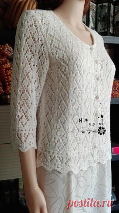 Узор спицами для очаровательной кофточки
