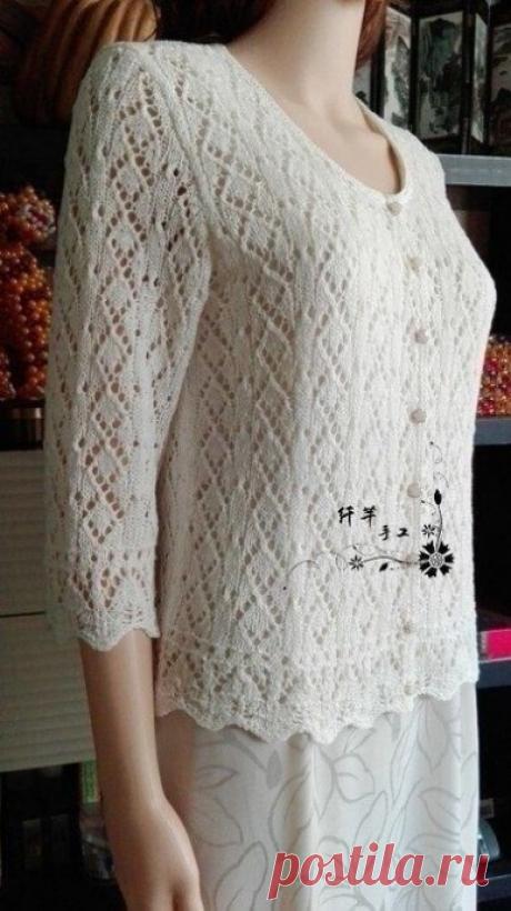 Узор спицами для очаровательной кофточки