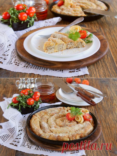 Блинный пирог с курицей.