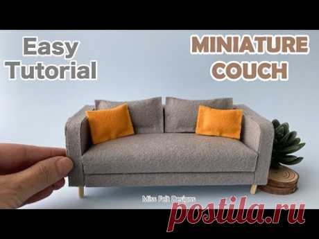 DIY miniature couch Easy Felt Tutorial Doll Sofa