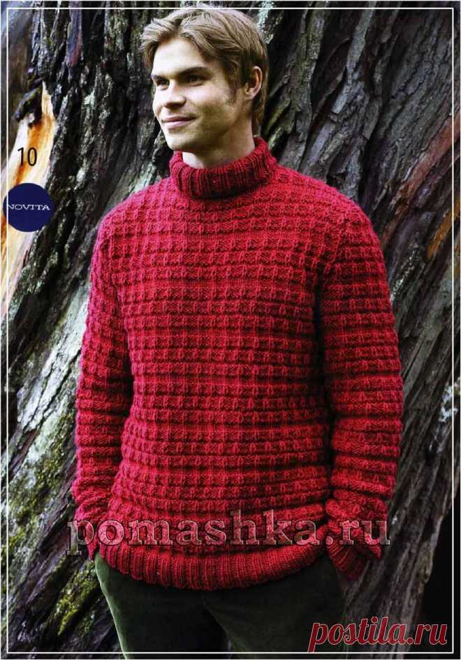Красный мужской свитер (Вязание спицами) | Ромашка - Вязание для всех