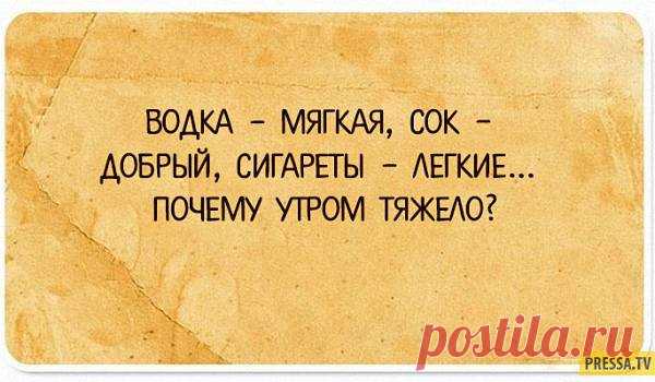 Жена на напольных весах: – Ой, какая я маленькая! Муж: – Ты хочешь сказать – толстенькая? – Вовсе нет, именно маленькая. По стандартам женщина с моим весом должна быть на 20 сантиметров выше. - Выпуск №2323 — Вокруг смеха
