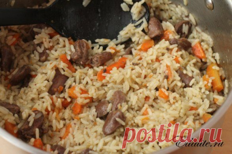Плов с куриными сердечками