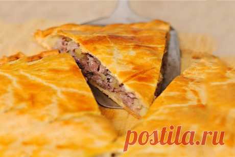 Простой пирог с картофелем, луком и рубленным мясом — Сад Заготовка