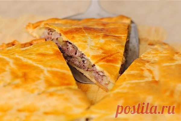 Простой пирог с картофелем, луком и рубленным мясом — Сад Заготовка