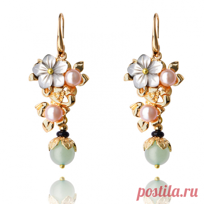 Женские винтажные серьги BOEYCJR, серьги в виде цветов с пресноводной жемчужиной и бусинами|Серьги-подвески| | АлиЭкспресс