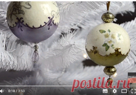 Gömbdísz repesztéssel és viaszpasztával // Christmas ornament with crackle and wax paste - YouTube